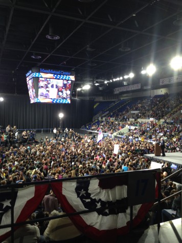 The capacity crowd at the MassMutual Center for the Sanders rally.