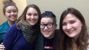 AIC students with Lea DeLaria, left to right: Aubri Bailly, Meredith St. Cyr, Lea and Rebecca Perry.