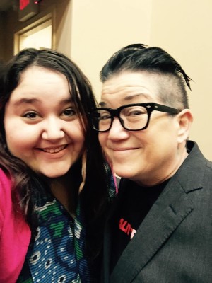 AIC sophomore Rebecca Gray and Lea DeLaria after the show.