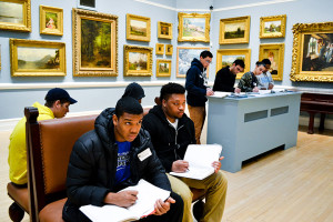 Cultivating Creativity students making their own drawings at the George Walter Vincent Smith Art Museum.