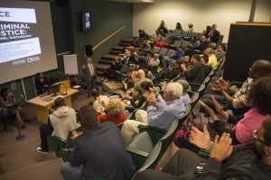 Students, faculty, staff and the community at large turned out for the panel discussion on race and criminal justice.