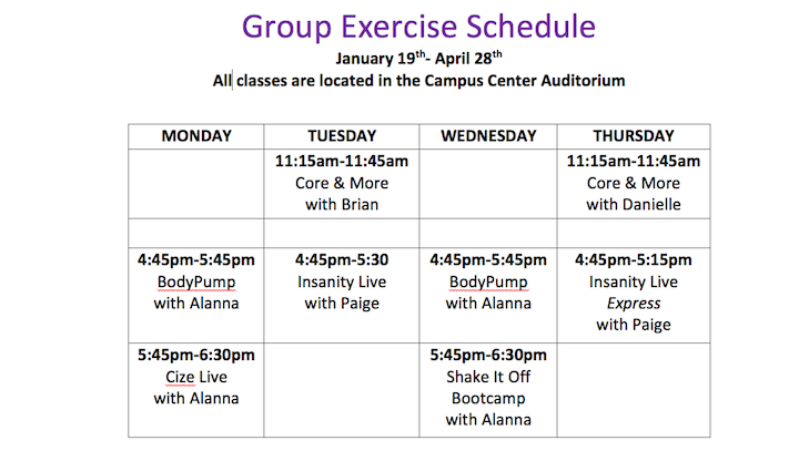 Its Better in Groups -- Spring Group Exercise Schedule