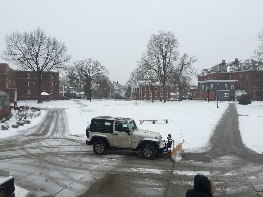 Work being done to clear the paths on campus on Friday, Feb. 5