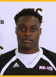 Cyriacus Ibezim, freshman linebacker of the AIC football team.