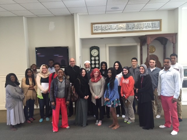 AIC students on a recent visit to the Islamic Society of Western Massachusetts in West Springfield.