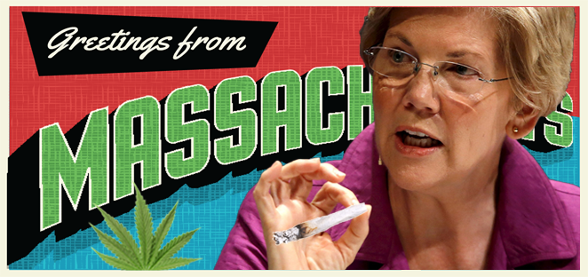 Massachusetts Senator Elizabeth Warren backed Question 4. Graphic courtesy freedomleaf.com 