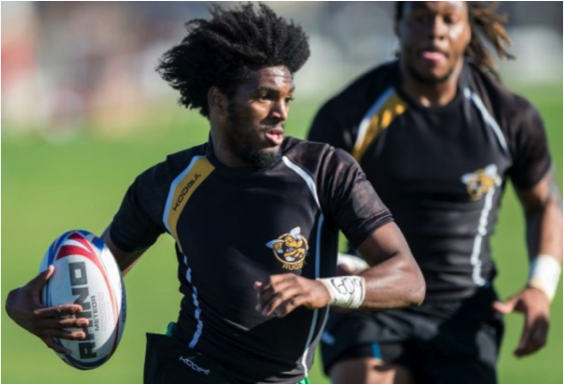 AIC Rugby standout Jihad Khabir on the field.