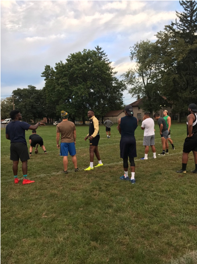 The rugby team gathers to start the new sport