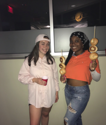 Mairead Kealy as a Frat Boy (left) and Rakyah Cauley as T-Bo from iCarly (right).