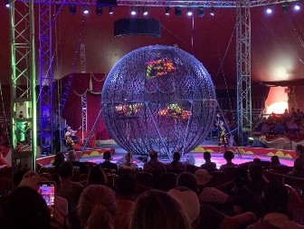 Motorcyclists perform at the Big E.