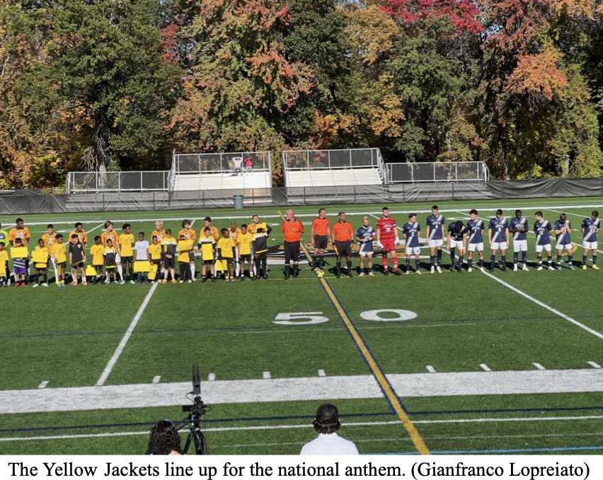 The+Yellow+Jackets+line+up+for+the+National+Anthem.