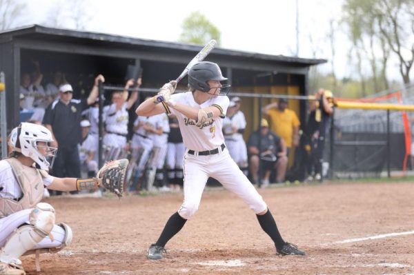 Brianna Harzula up at bat ready to swing.
 